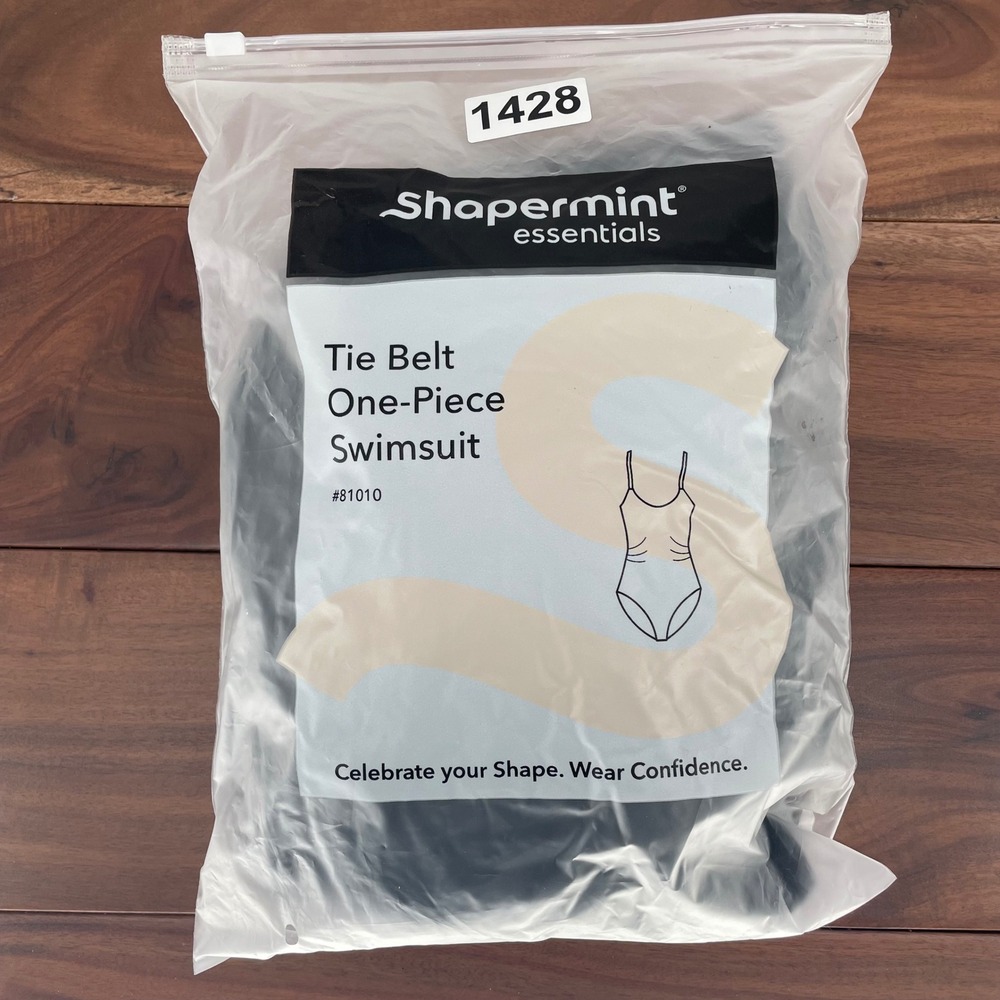 Shapermint Essentials Black Tie Belt One Piece Swimsuit Style 81010 Size 2XL - Picture 5 of 7